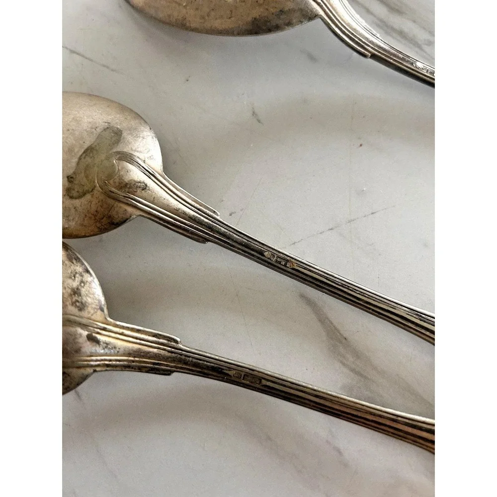 Antique Christofle France Silver Plated Dinner Serving Spoons Lot of 4 Fiddle A